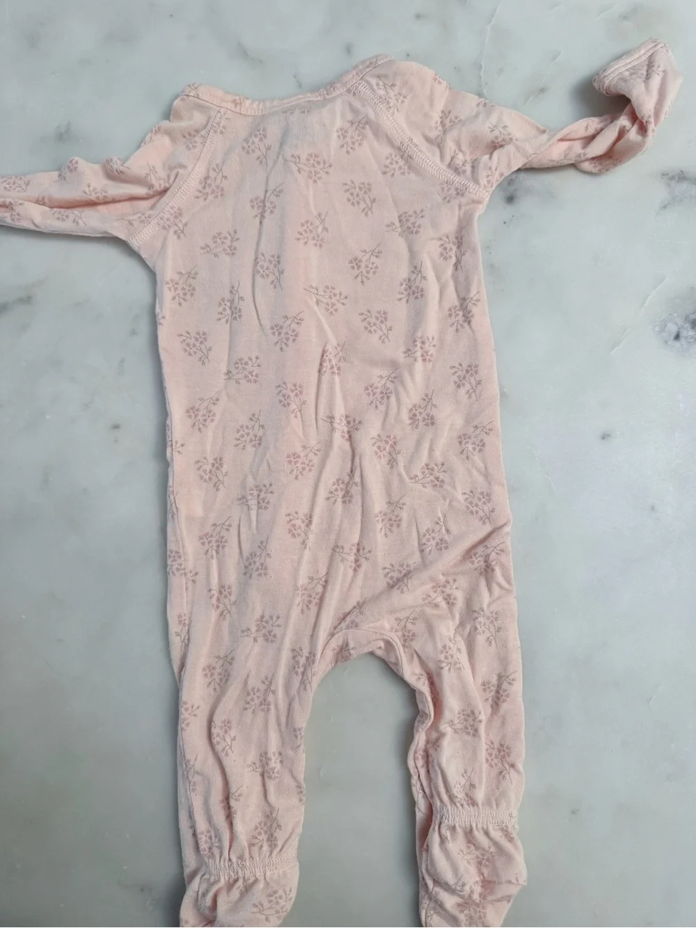 Quincy Mae Pink Floral Zipper Footed One-Piece 0-3M